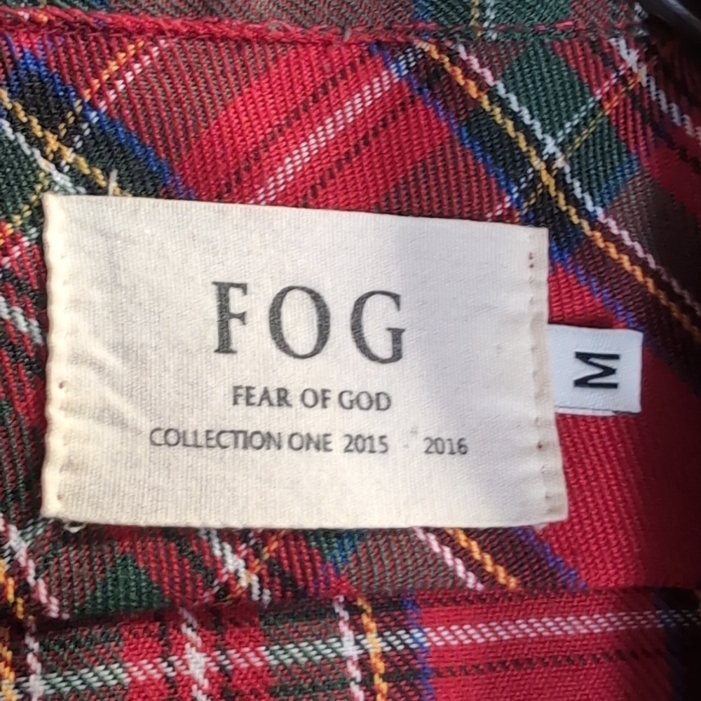 FOG Fear of God Collection One Short Sleeve Flannel Size Medium in Red Plaid - Picture 3 of 9